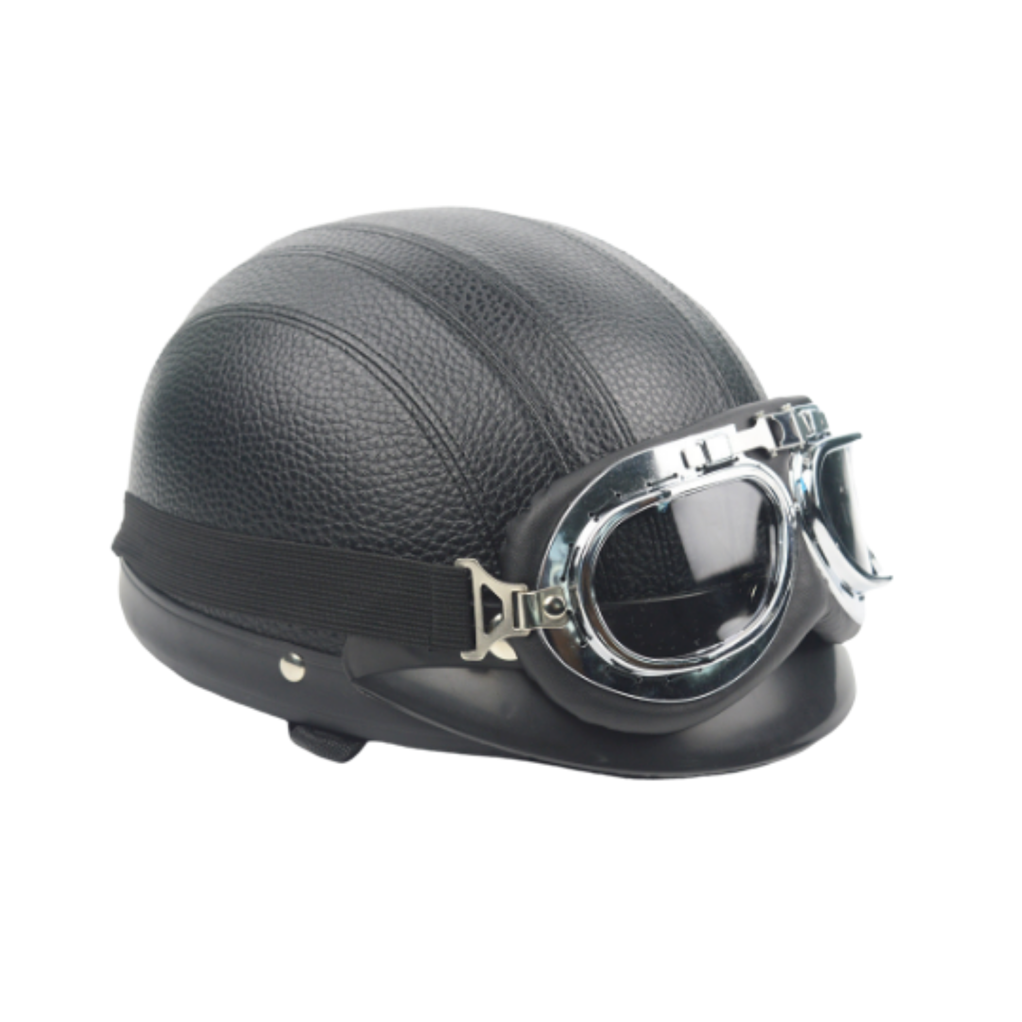 motorcycle helmet cafe racer style showing detachable visor and goggles