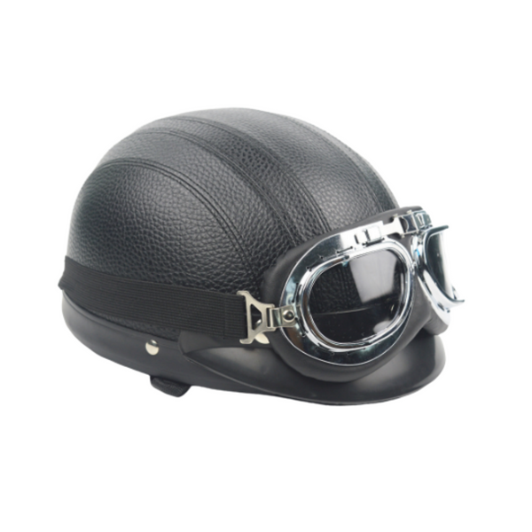 retro helmet with goggles Cafe Racer Style Retro Motorcycle Half Helmet Pilot Goggles And Visor – Unconquered Customs