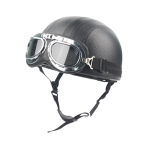 vintage motorcycle helmets with goggles Cafe Racer Style Retro Motorcycle Half Helmet Pilot Goggles And Visor – Unconquered Customs