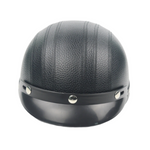 front view of cafe racer style retro motorcycle helmet showing removable visor