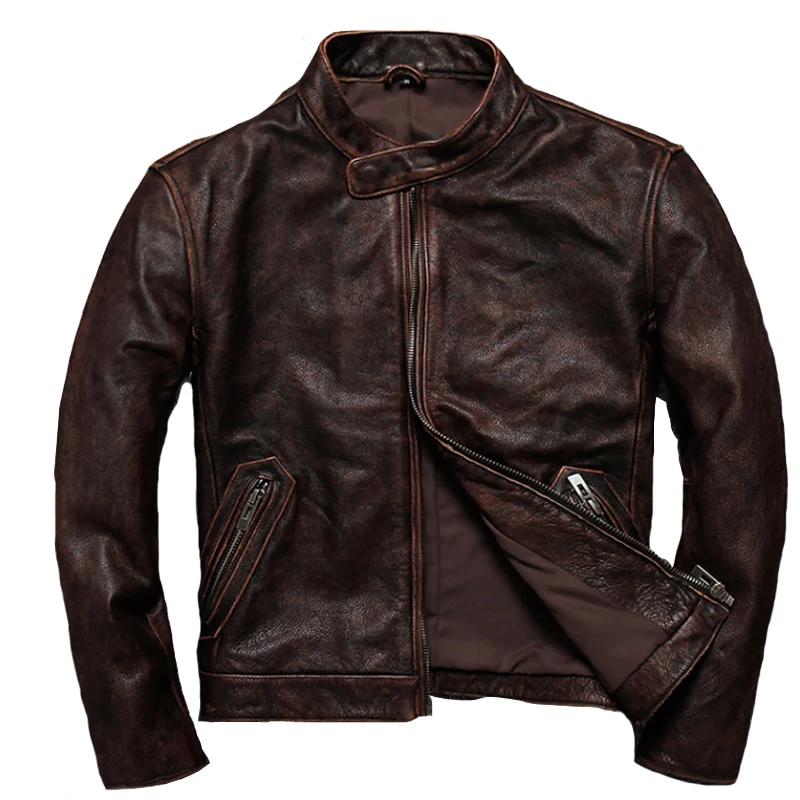 vintage brown premium leather jacket 