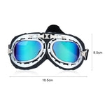 vintage aviator goggles mirrored lenses bright metallic frame on hand sewn black padding